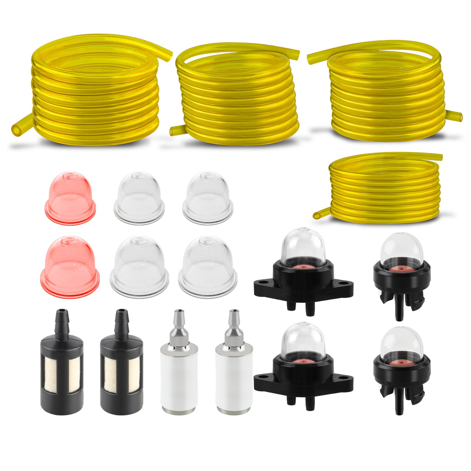 Partszen snap-in primer bulb facilitates quick fuel priming for small engines