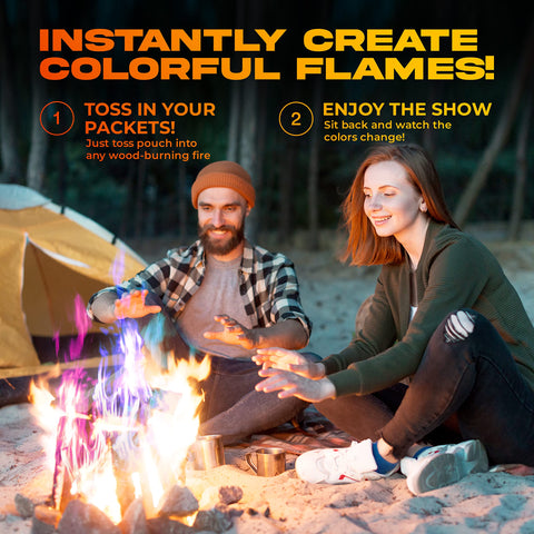 Party Flames color changing packets make camping nights more memorable and fun
