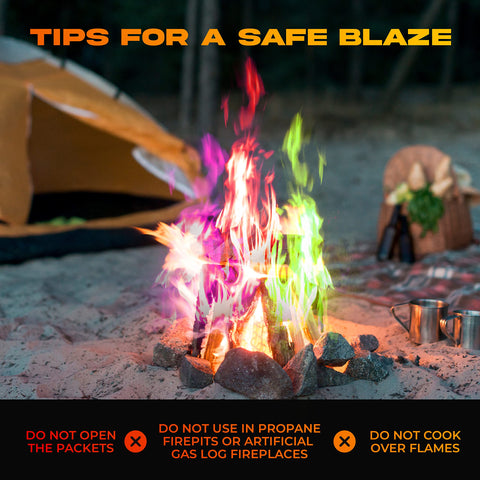 Party Flames indoor safe packets add glow to indoor fireplaces with ventilation