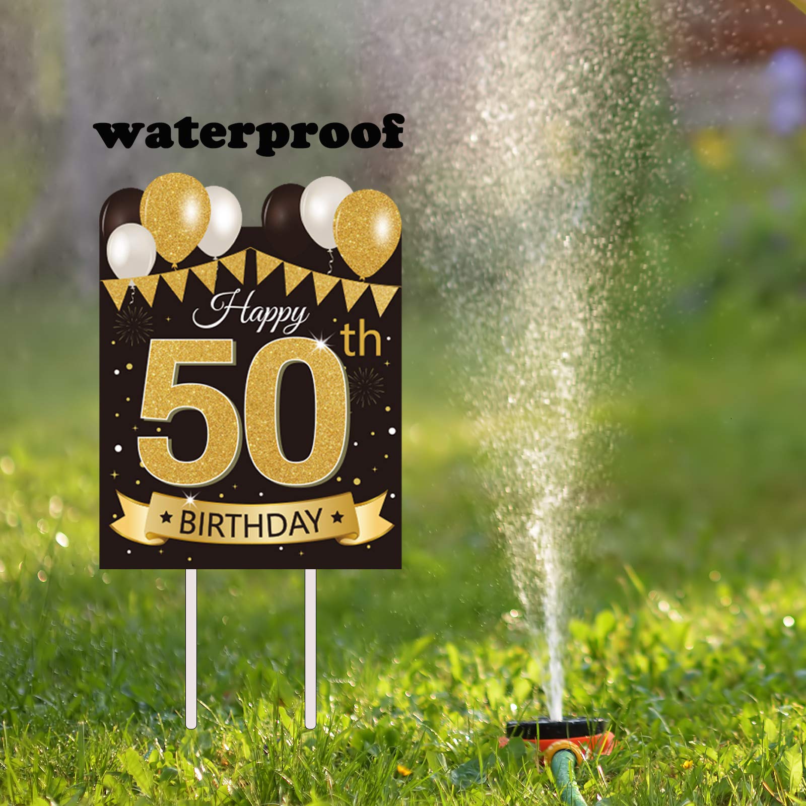 Party Greeting 50th birthday sign creates a focal point for memorable photos.