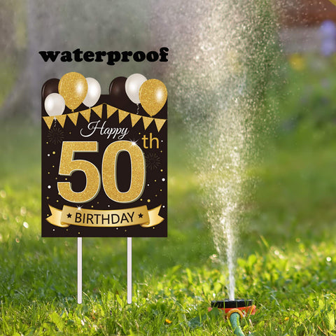 Party Greeting 50th birthday sign creates a focal point for memorable photos.