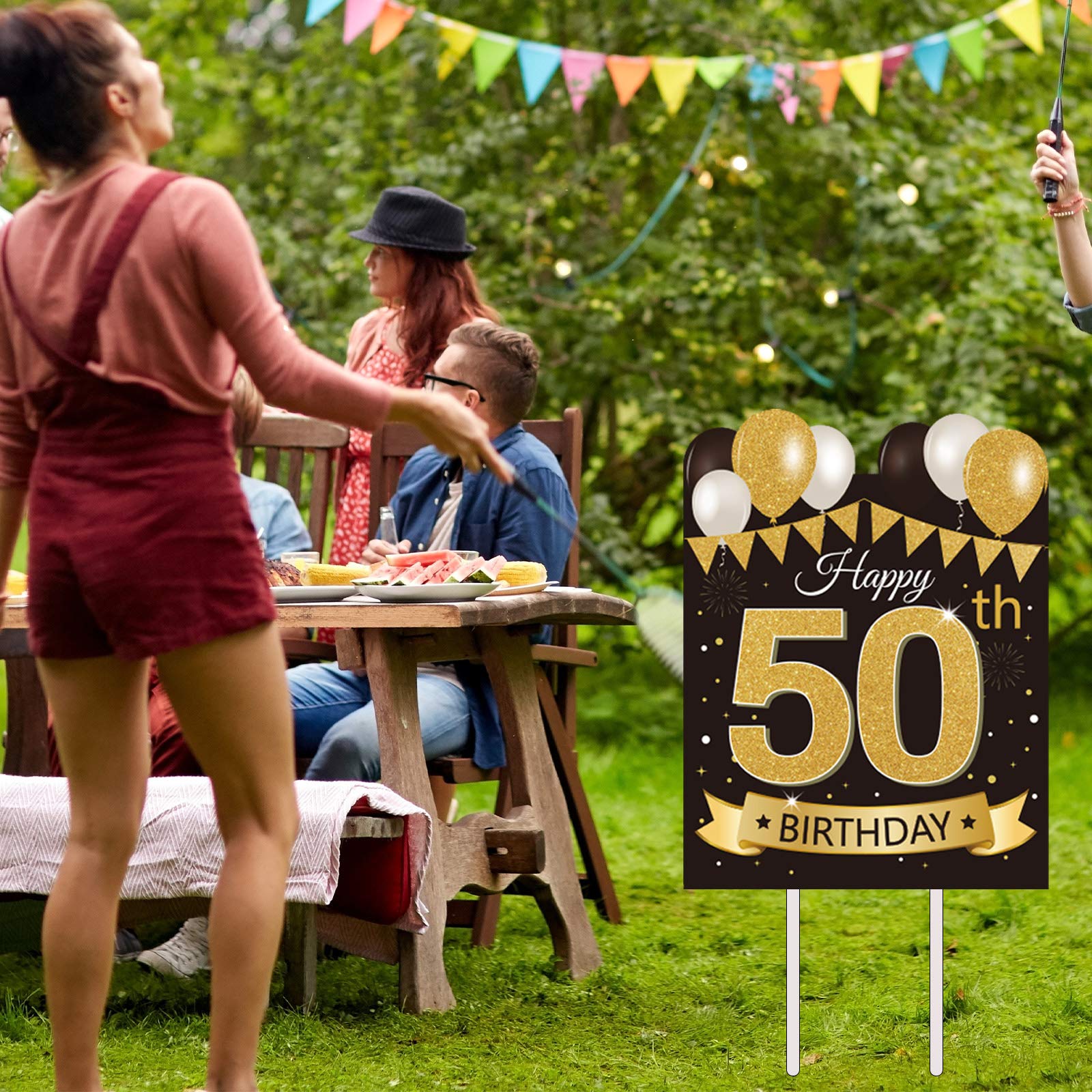 Party Greeting versatile outdoor decor suitable for yard, park, or office celebrations.