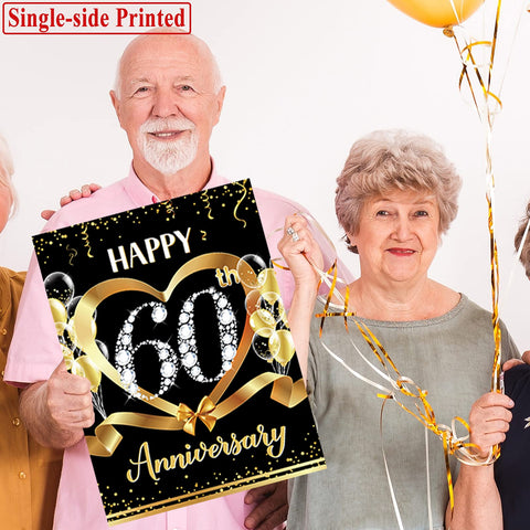 Party Greeting yard sign stakes included for quick outdoor ground insertion.