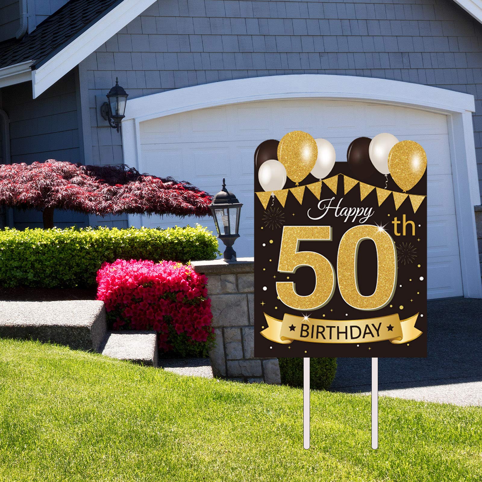 Party Greeting reusable weatherproof sign withstands outdoor conditions for party season.