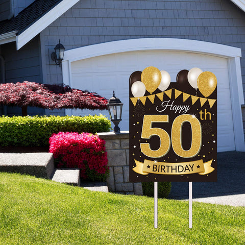 Party Greeting reusable weatherproof sign withstands outdoor conditions for party season.