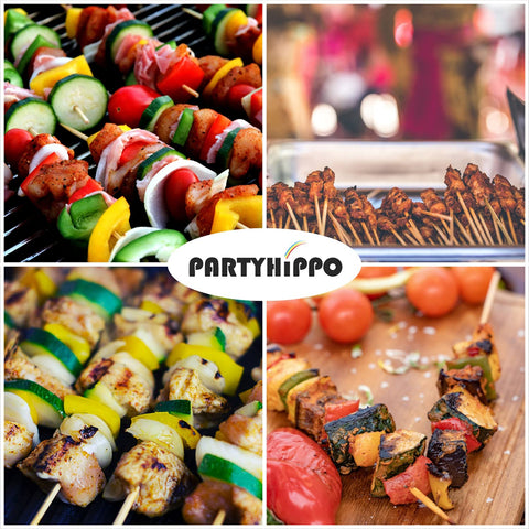 PartyHippo multi-purpose skewers for BBQ, fruit, and desserts with reliable strength