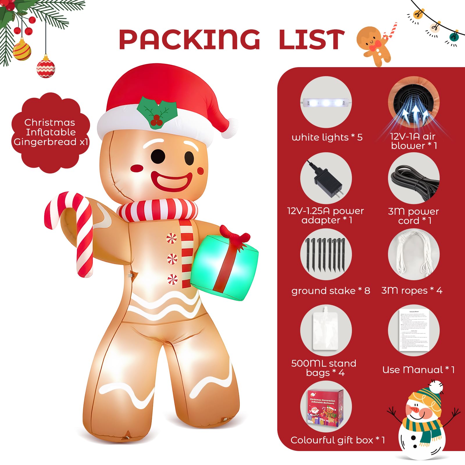 Partyotu built-in LED lights highlight features for a charming Christmas display.