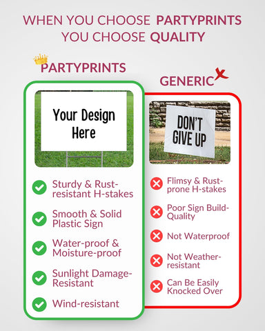 PartyPrints 2-pack yard signs offer value and easy setup.