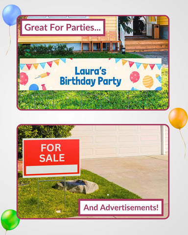 PartyPrints erasable-marker compatible yard sign for quick updates.