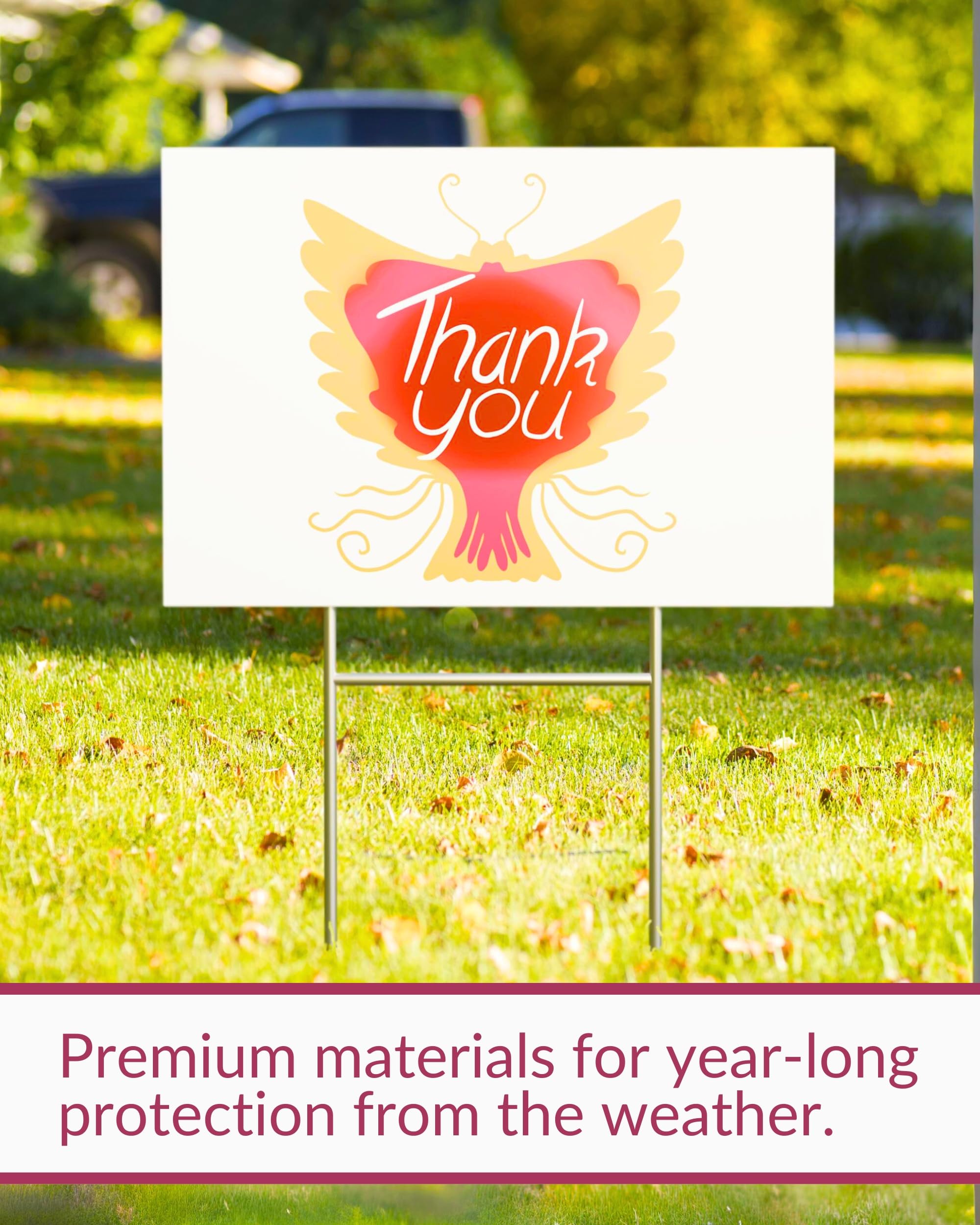 PartyPrints outdoor signage setup for gardens, events, and promotions.