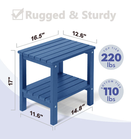 PASAMIC navy side-angle view, 2-tier storage keeps essentials within reach.