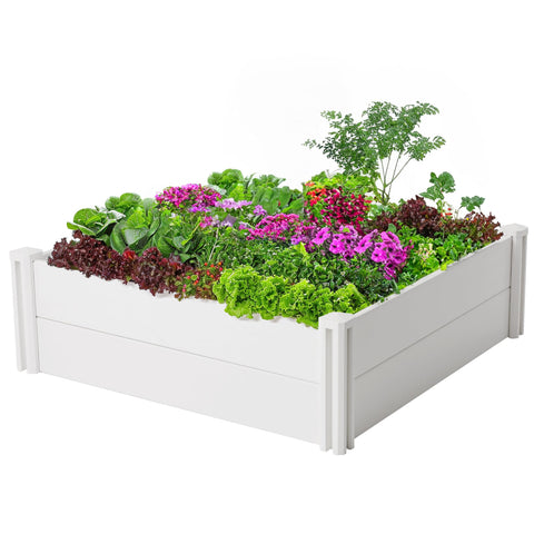 PASAMIC 4x4x1ft raised bed assembly shows simple slot design for quick setup.