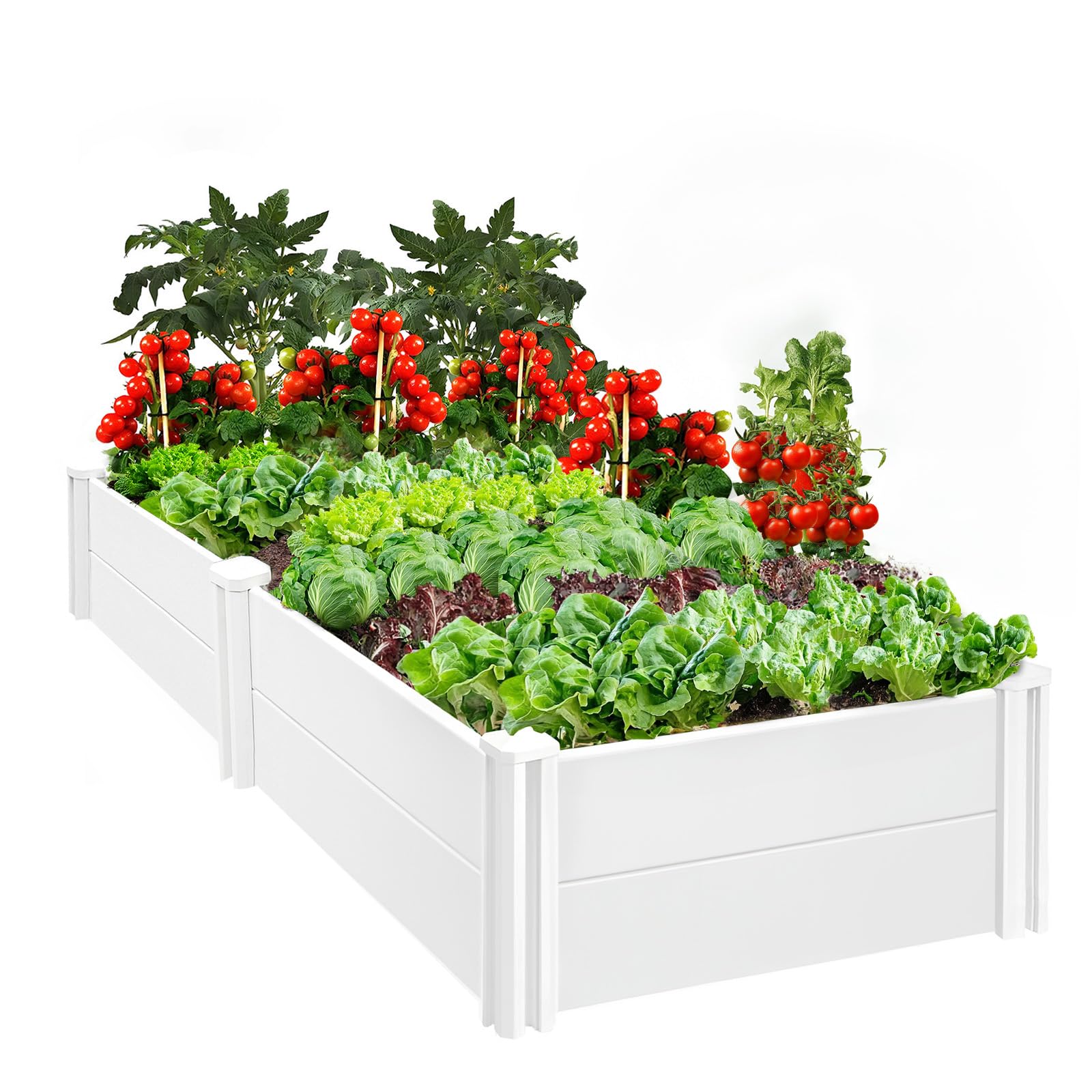 PASAMIC vinyl raised bed outdoors, showcasing durable rust-proof construction.