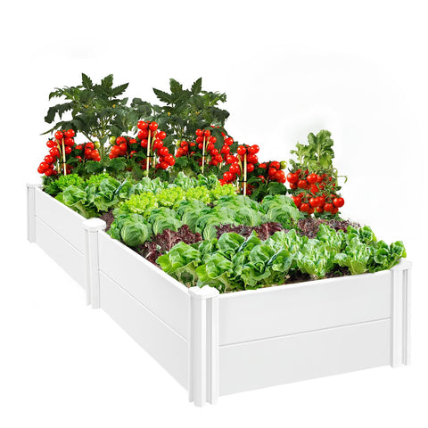 PASAMIC vinyl raised bed outdoors, showcasing durable rust-proof construction.