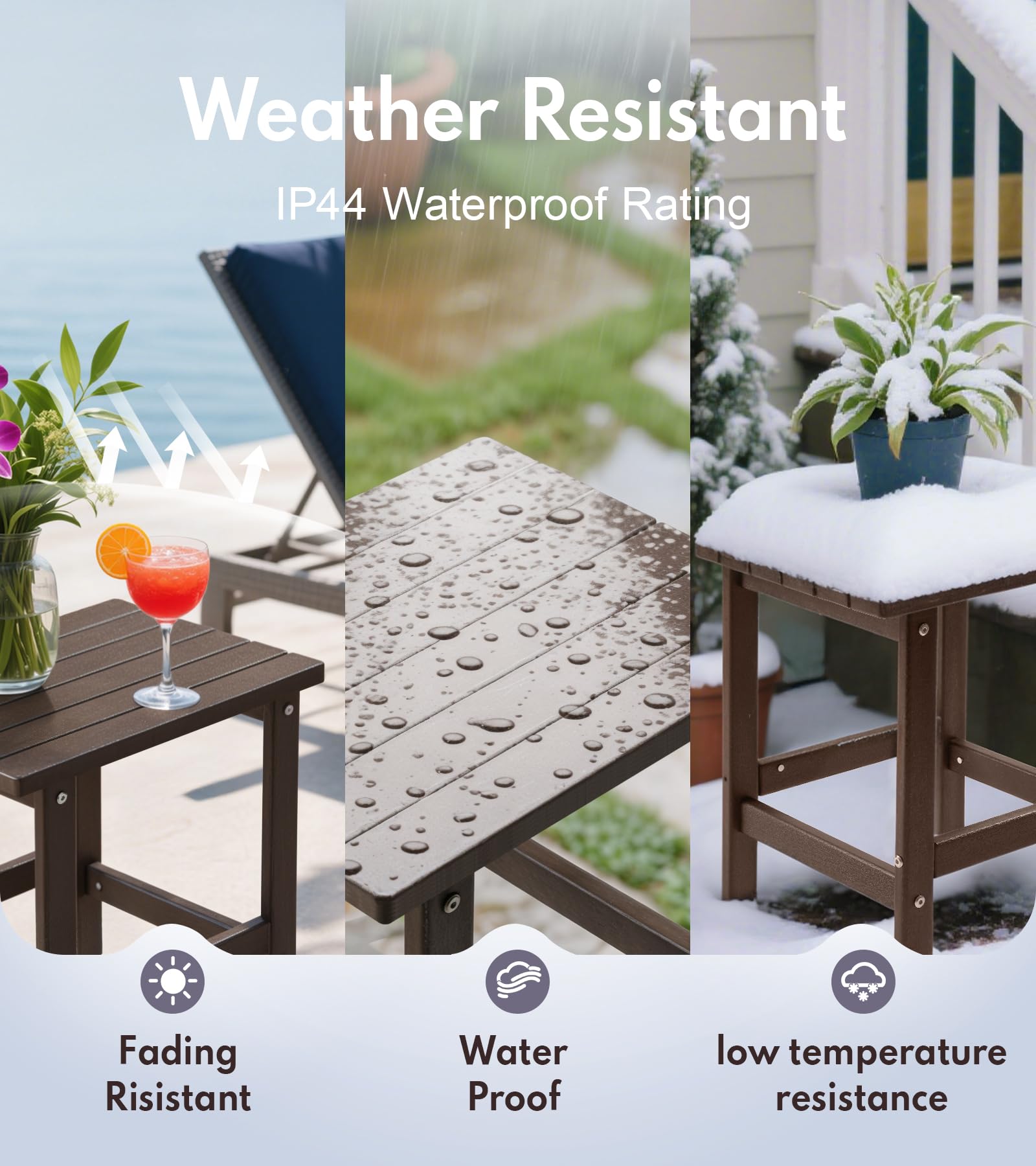 PASAMIC Adirondack square side table supporting drinks and books outdoors.