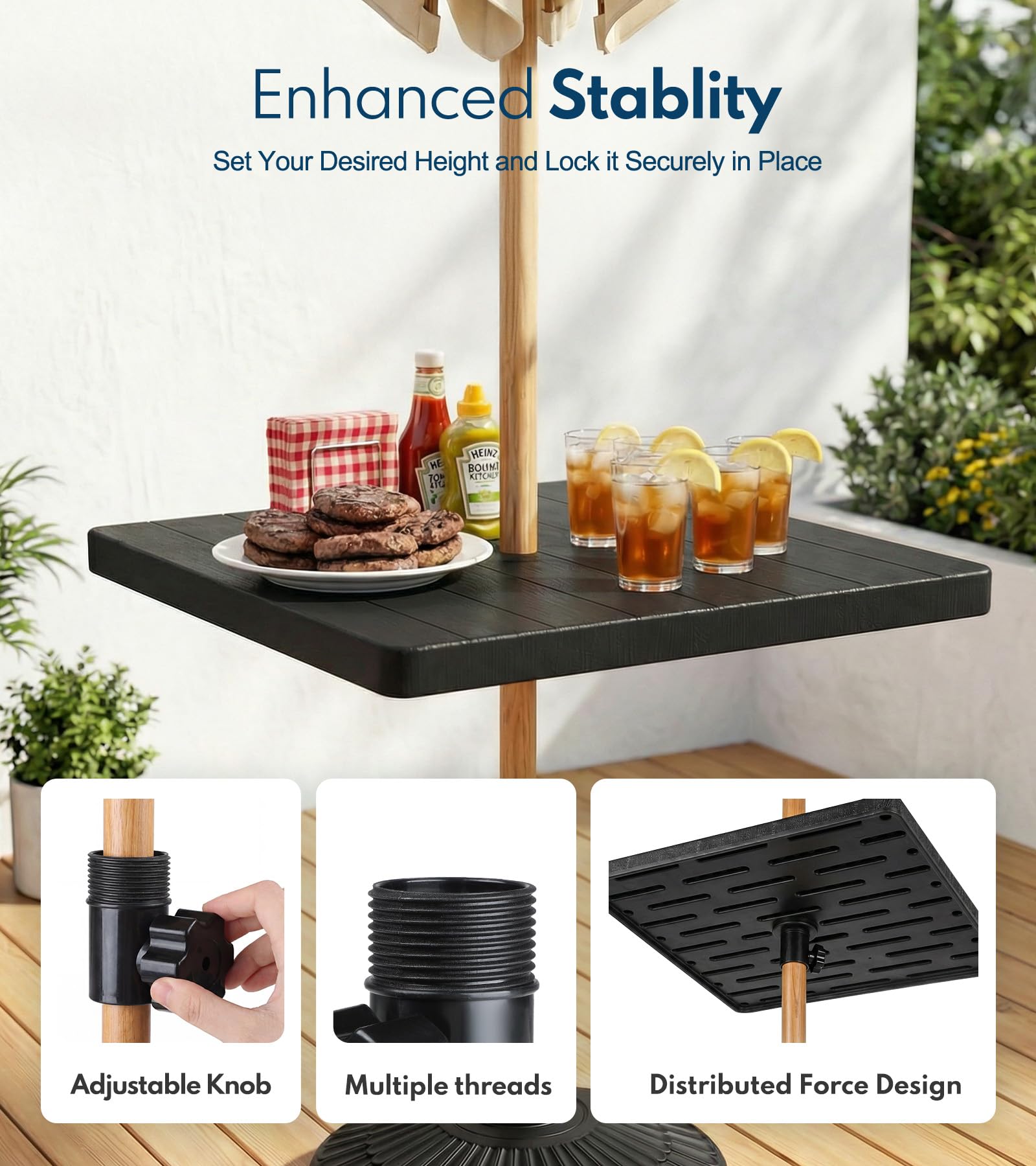 PASAMIC adjustable height knob lets you set the perfect table height.