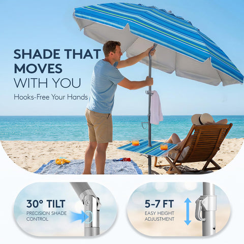 PASAMIC detachable sand anchor simplifies setup and keeps the umbrella steady.
