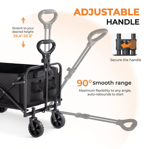 PASAMIC collapsible wagon carries up to 220 lbs for groceries and gear