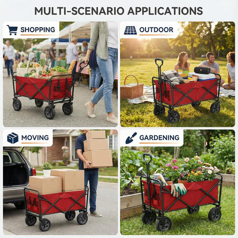 PASAMIC collapsible wagon on beach or camping use for organized gear