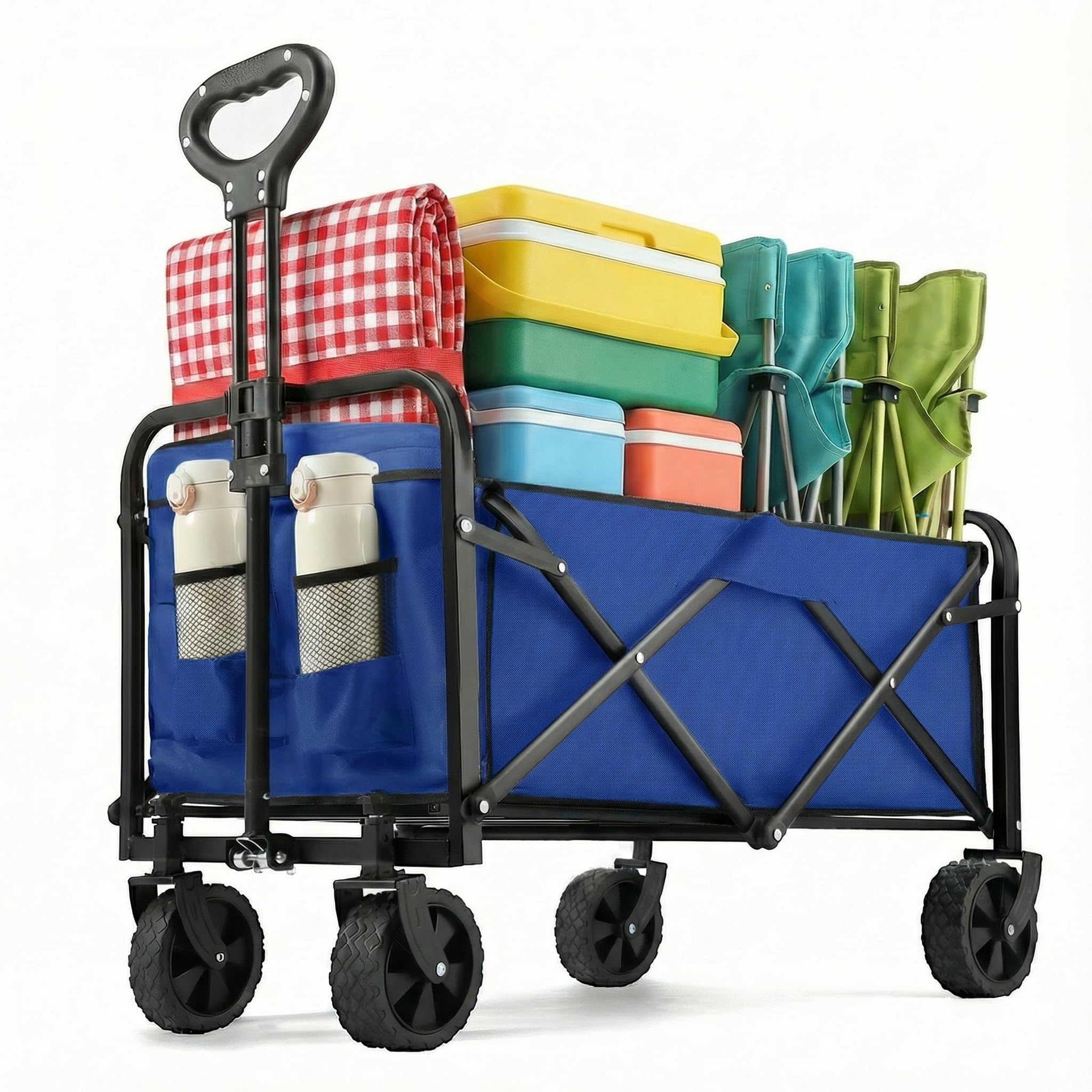 PASAMIC collapsible wagon compact-fold in blue for quick errands
