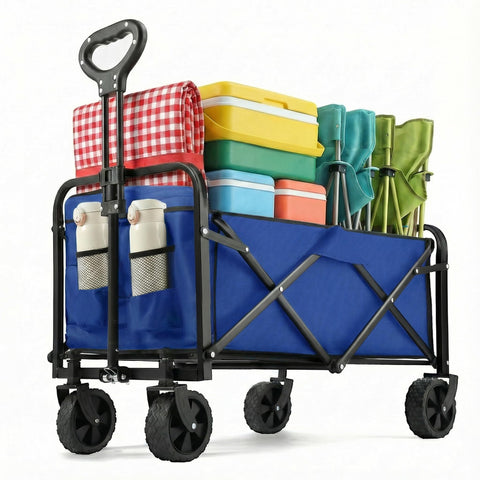 PASAMIC collapsible wagon compact-fold in blue for quick errands