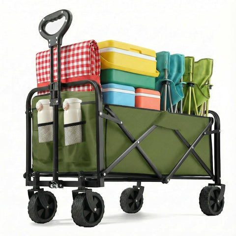 PASAMIC collapsible wagon with extended handle for easy one handed pulling