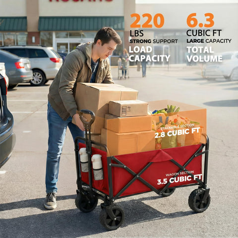 PASAMIC collapsible wagon folded state saves space in trunk or closet