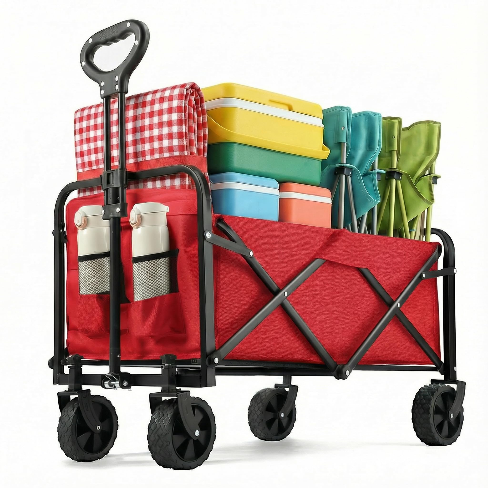 PASAMIC collapsible wagon front view showing sturdy frame and large capacity for groceries