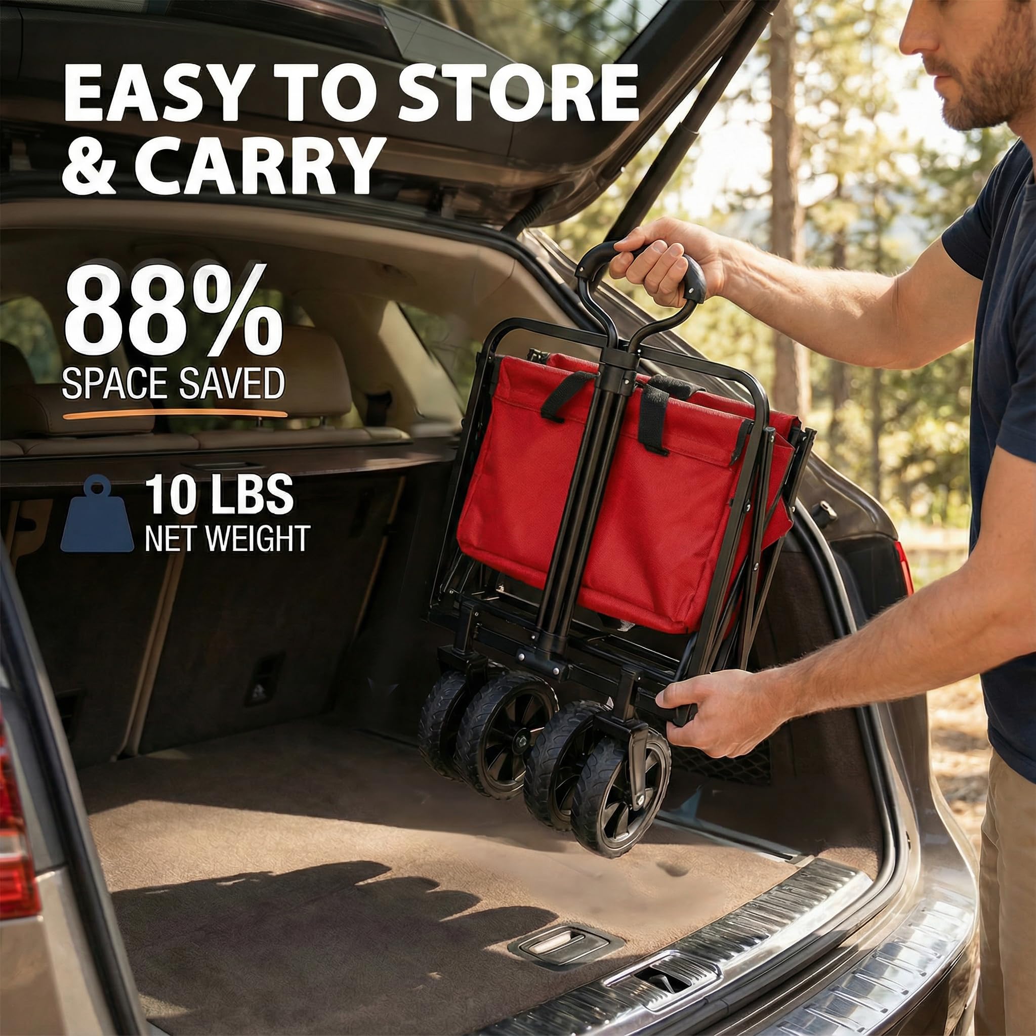 PASAMIC collapsible wagon removable fabric for easy cleaning after outings