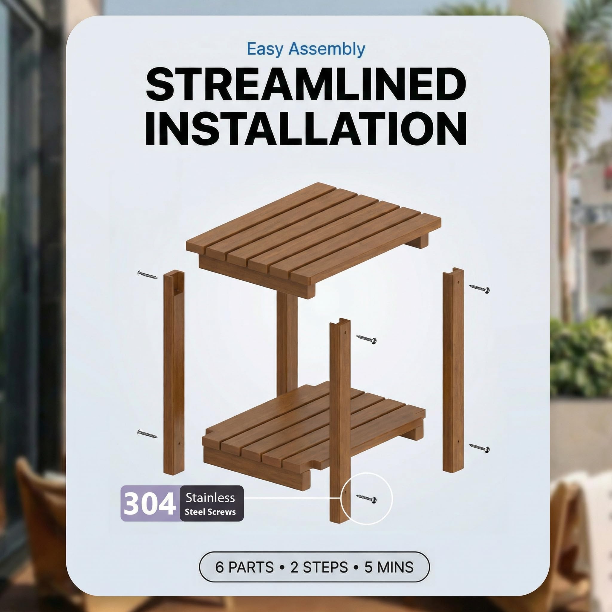 PASAMIC compact patio table with built-in storage for essentials near poolside.