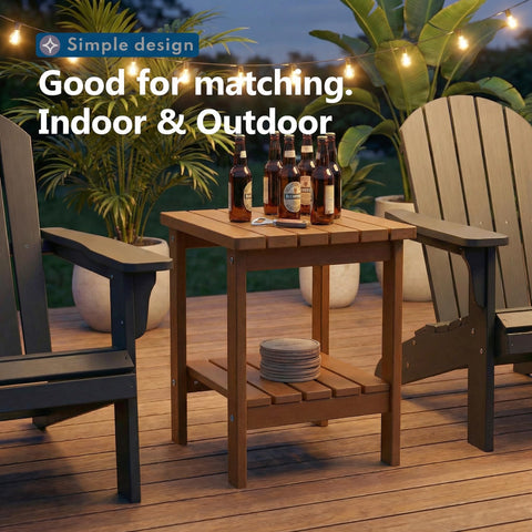 PASAMIC easy-assembly outdoor side table in brown, quick setup with clear instructions.