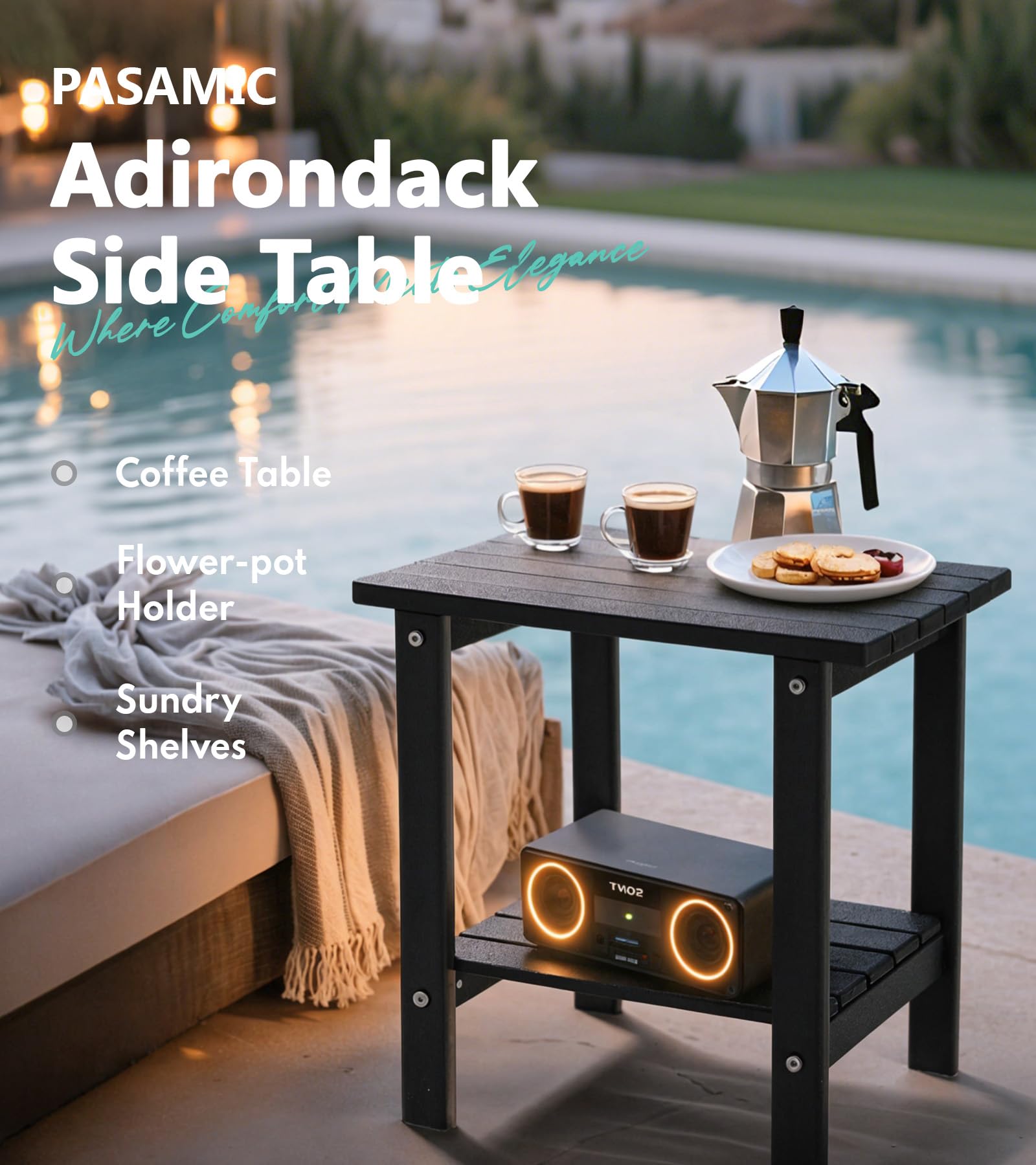 PASAMIC two-tier design provides organized storage for patio essentials