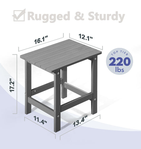 PASAMIC HDPE weather-resistant material grey end table withstands sun and rain