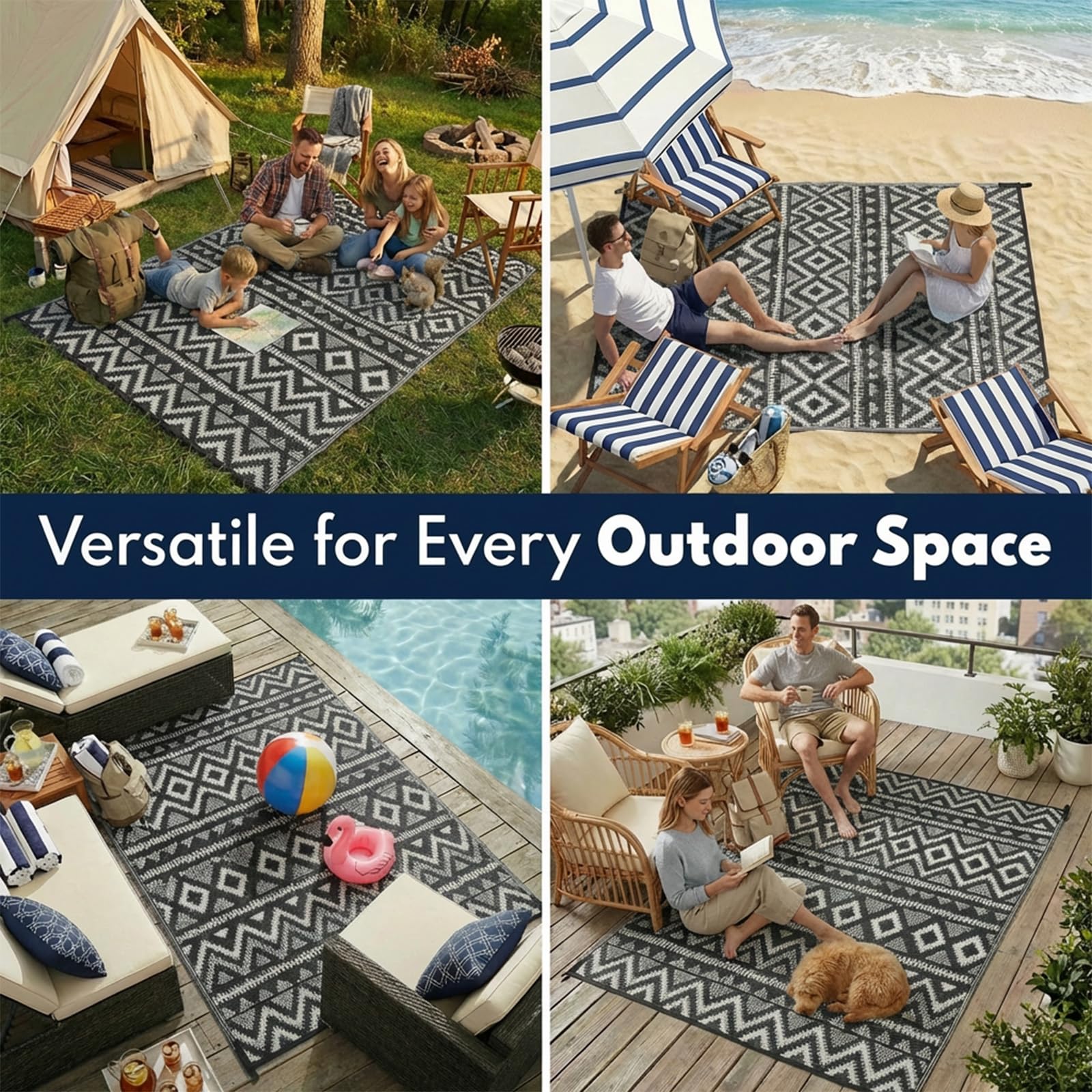 PASAMIC lightweight rug rolls easily for travel, camping, or picnics
