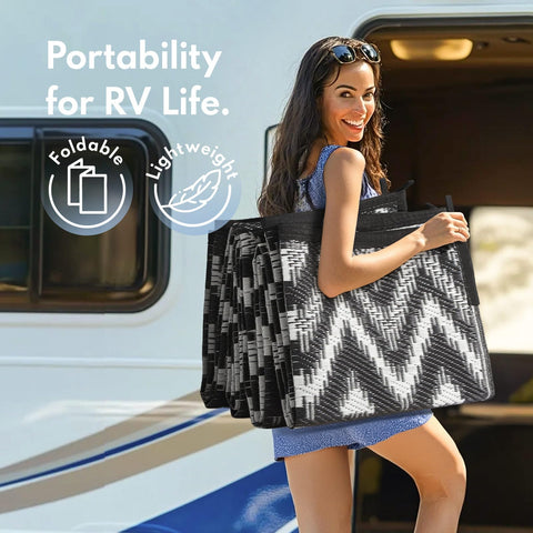 PASAMIC versatile rug for patio, deck, beach, or RV setups