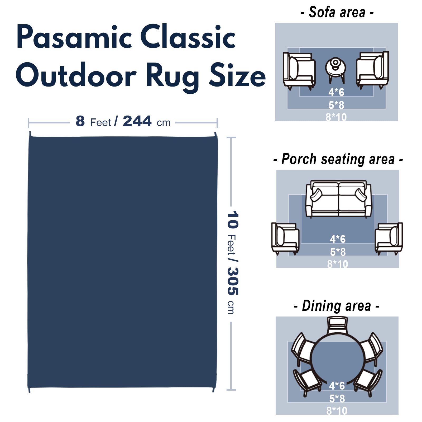 PASAMIC outdoor rug reversible-pattern close-up texture highlights flexible style options.