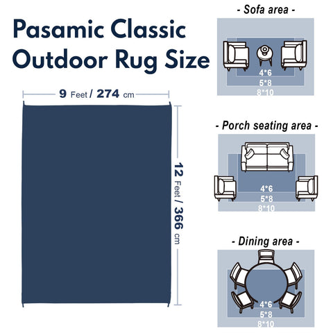 PASAMIC outdoor rug waterproof weave enables easy cleaning and quick drying.