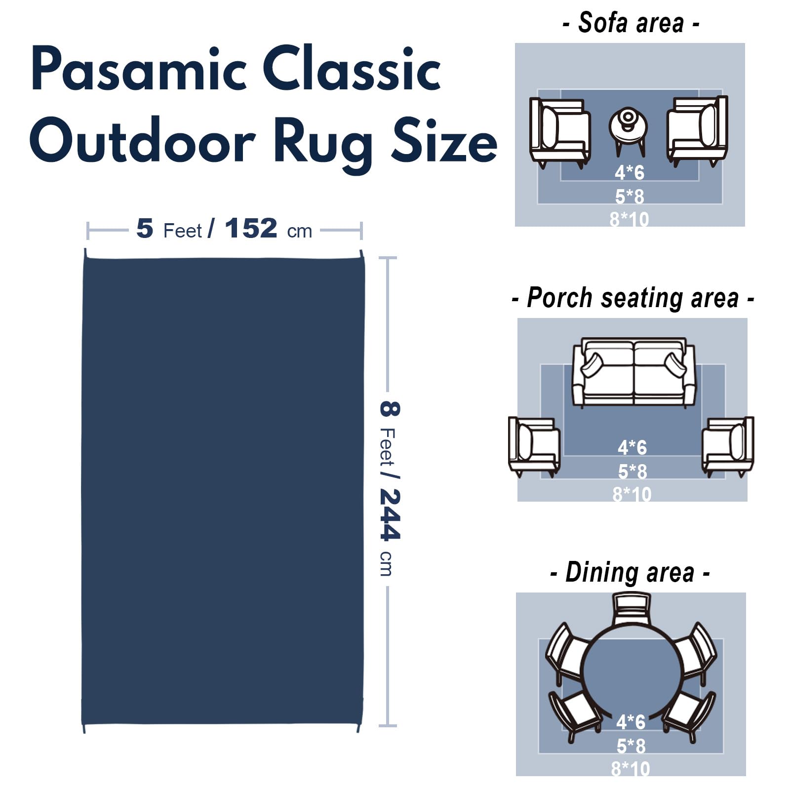 PASAMIC reversible outdoor rug with double-sided patterns for versatile styling