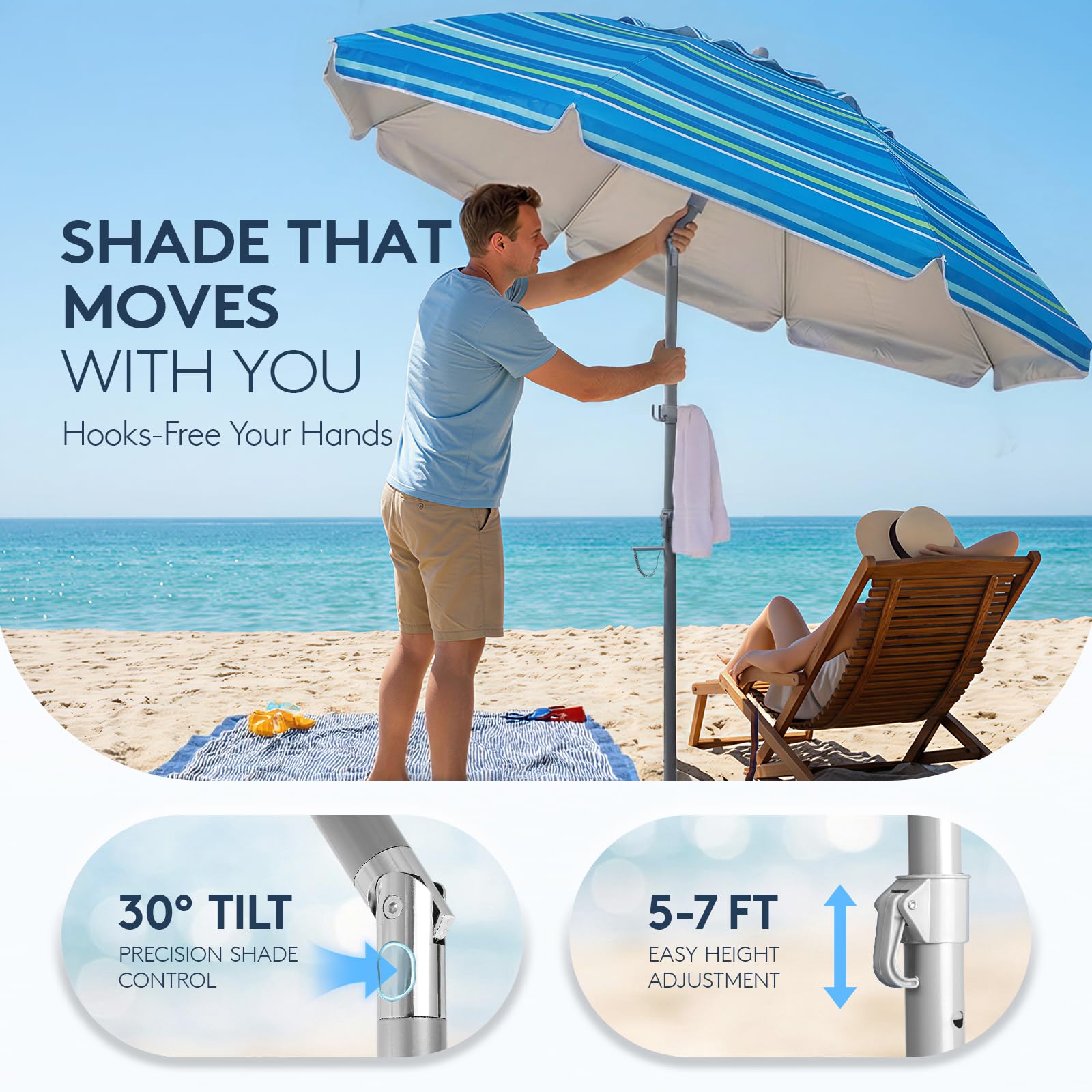 PASAMIC UPF 50+ canopy shields you from sun while you relax.
