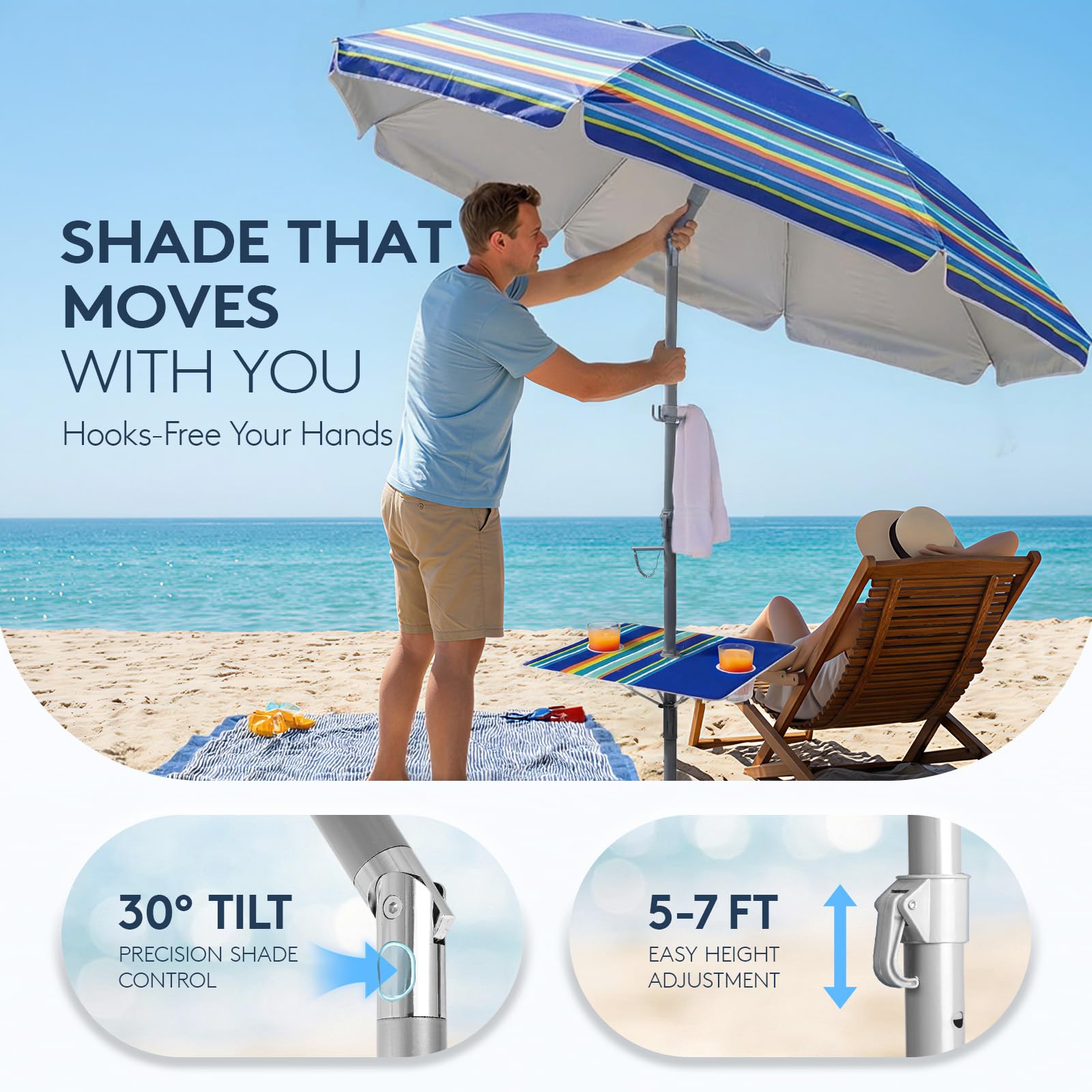 PASAMIC UPF50+ canopy provides strong sun protection during sunny days.
