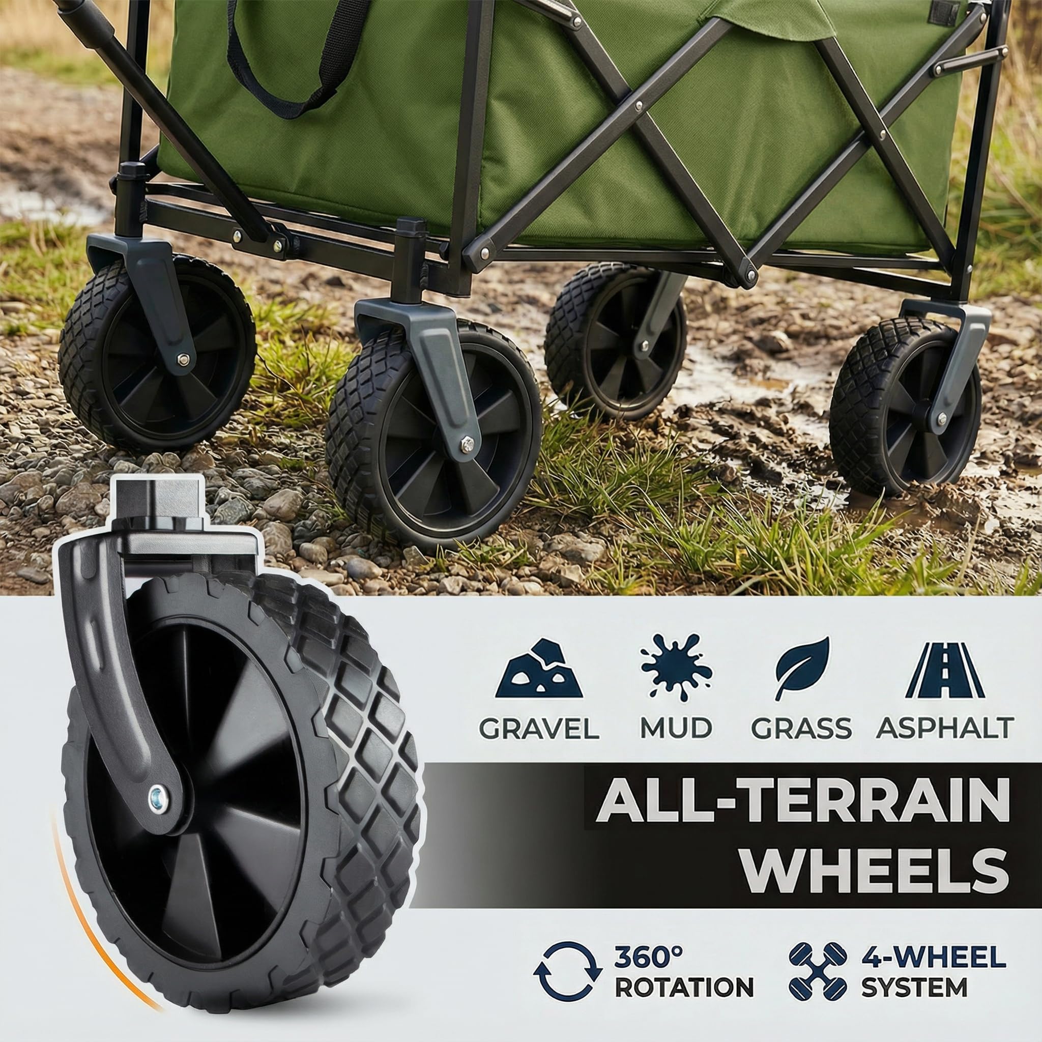 PASAMIC 220 lb capacity handles heavy loads for groceries and gear