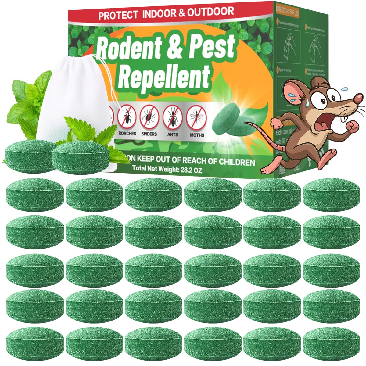 Paslda peppermint mouse repellent pouches in cabinet deter rodents with a fresh scent