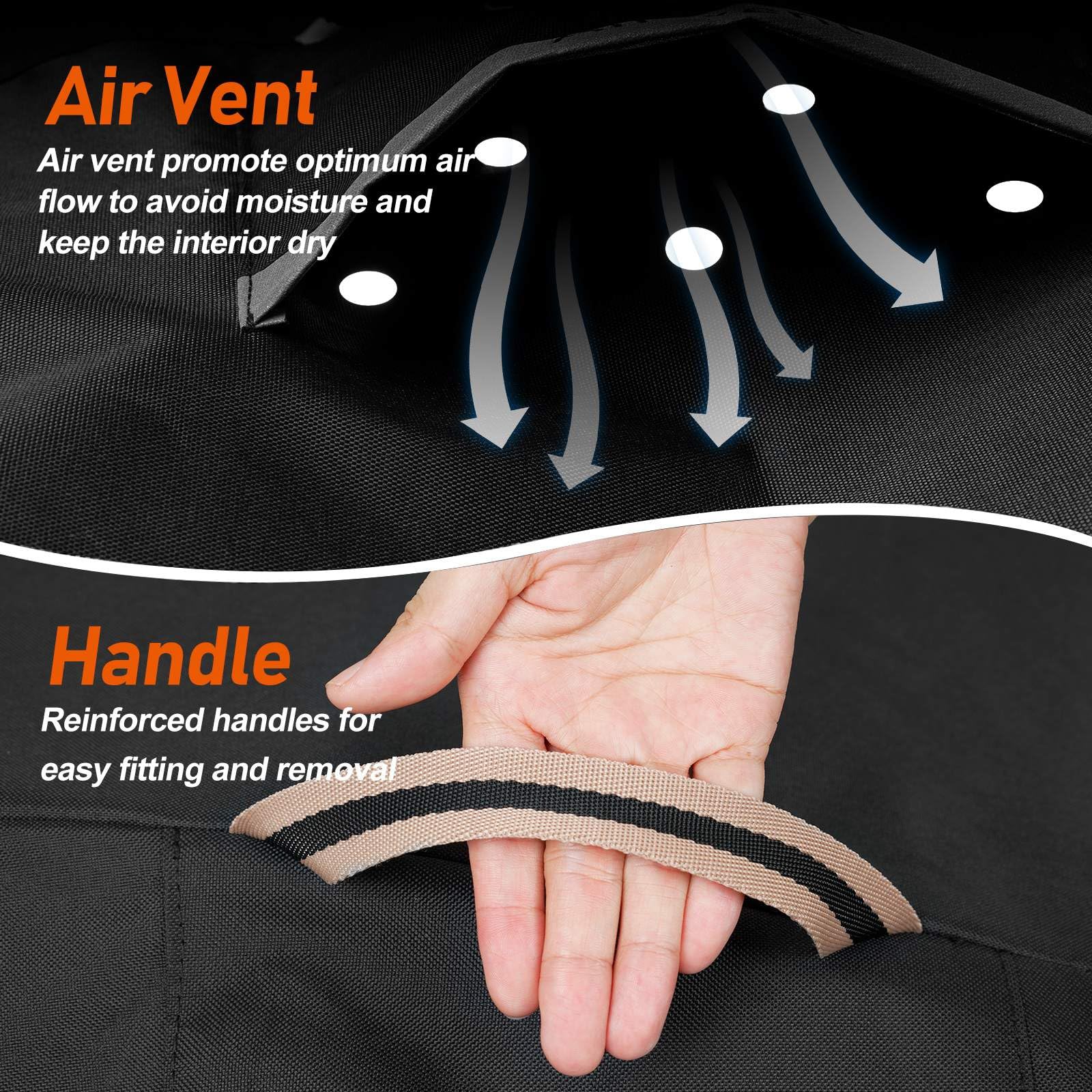 Air vent and padded handles for easy on/off.