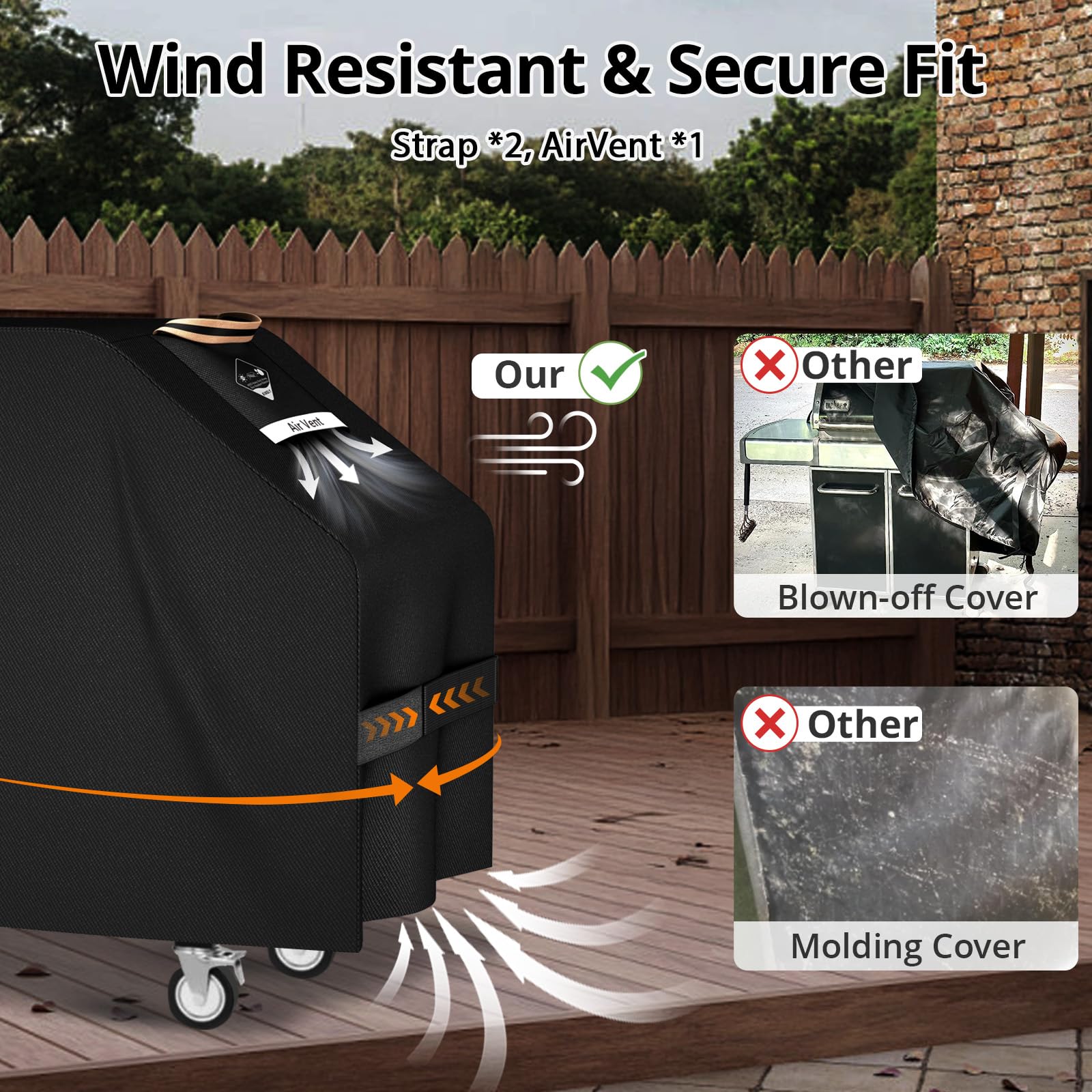 PasWith air vent balances moisture and airflow to keep the grill dry