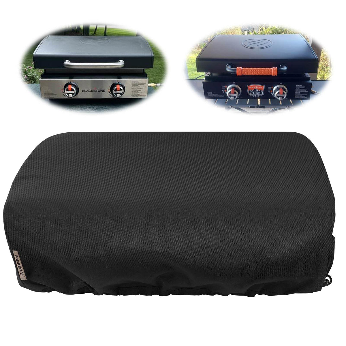 PasWith griddle cover for Blackstone 22-inch with hood offers snug fit and weather protection.