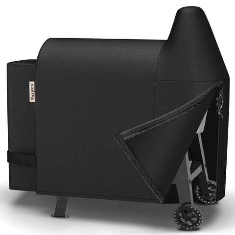 PasWith Pit Boss 820 Deluxe cover on grill showing protective fit and coverage.