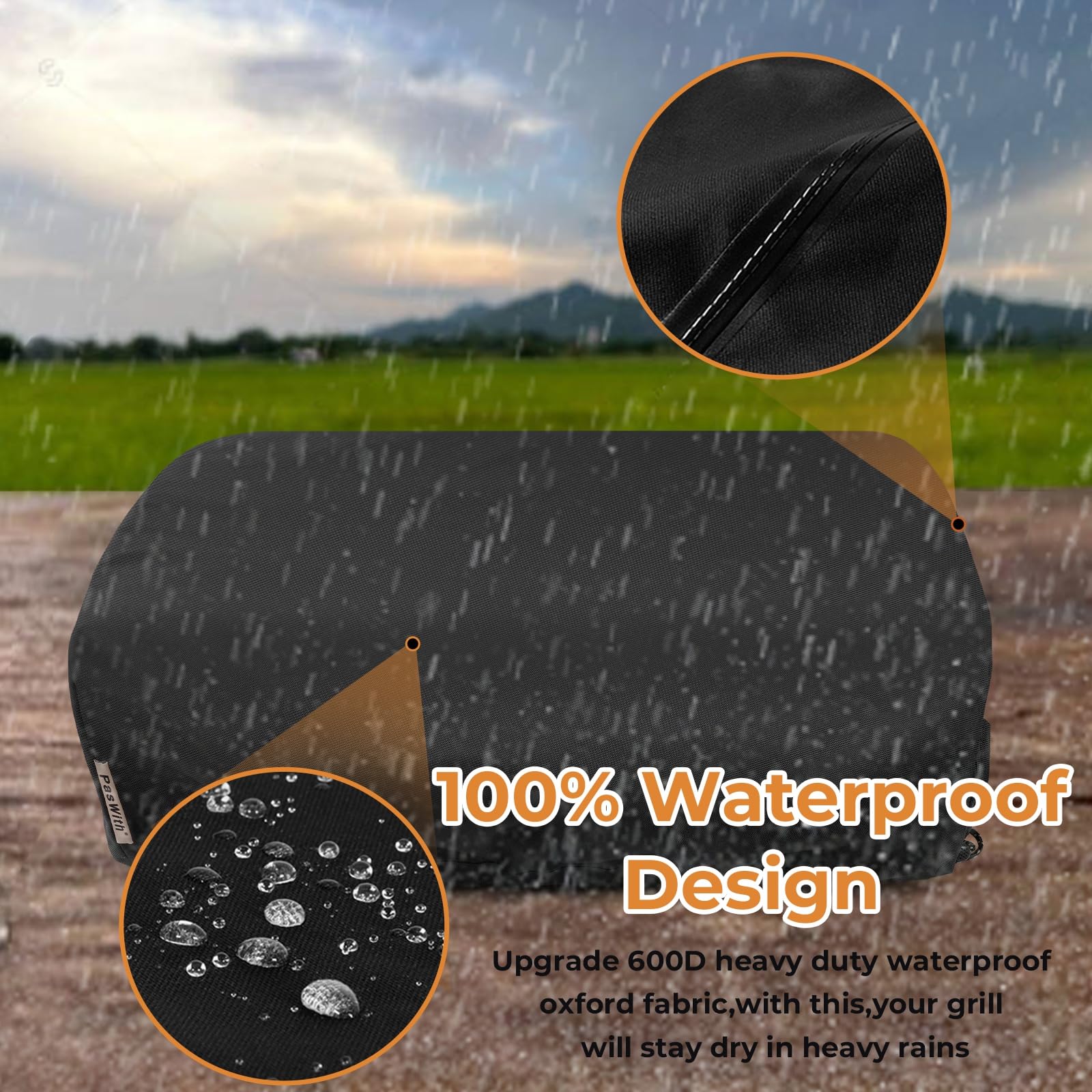PasWith windproof design with adjustable cord prevents cover from blowing off.