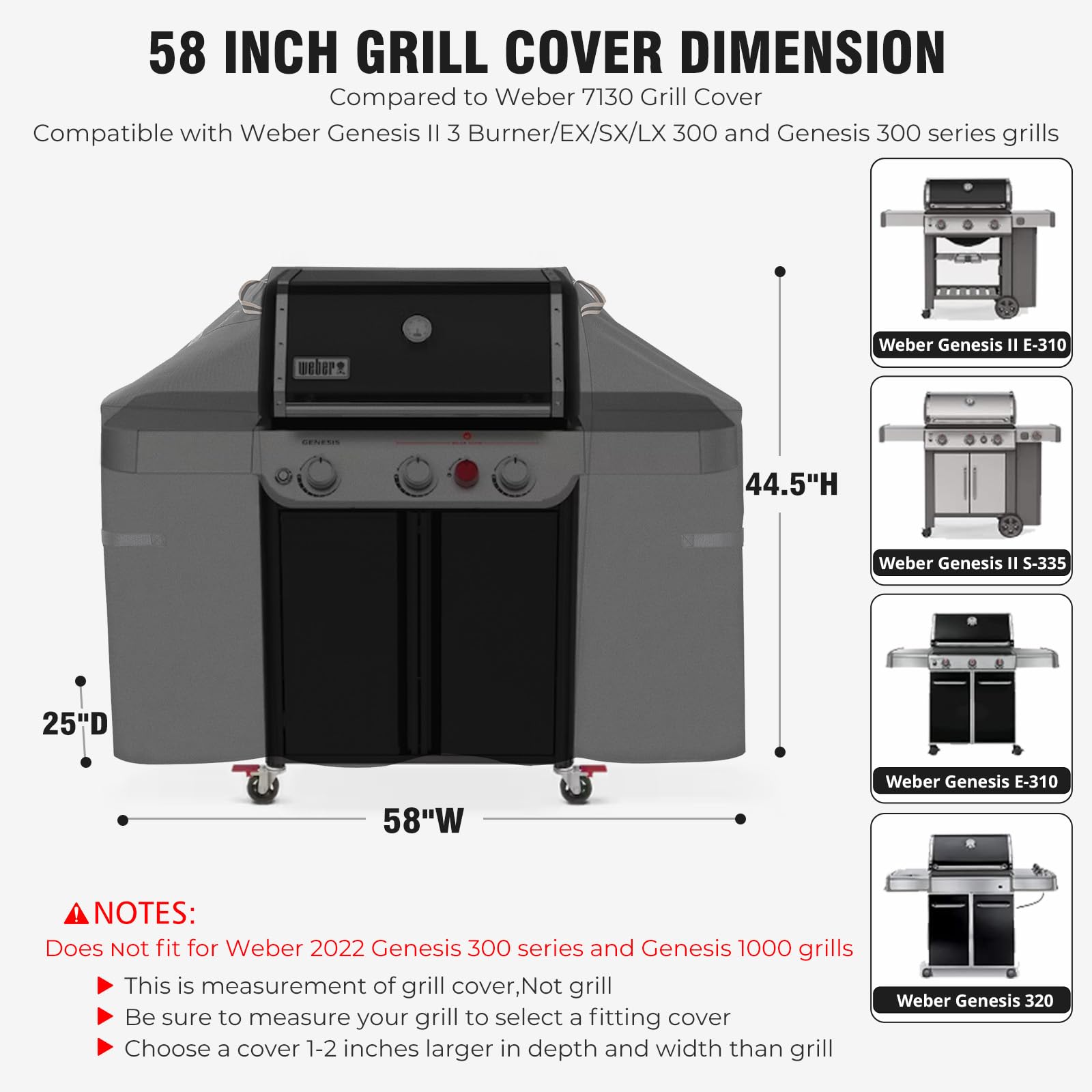 PasWith windproof straps secure the Weber Genesis cover on windy days.
