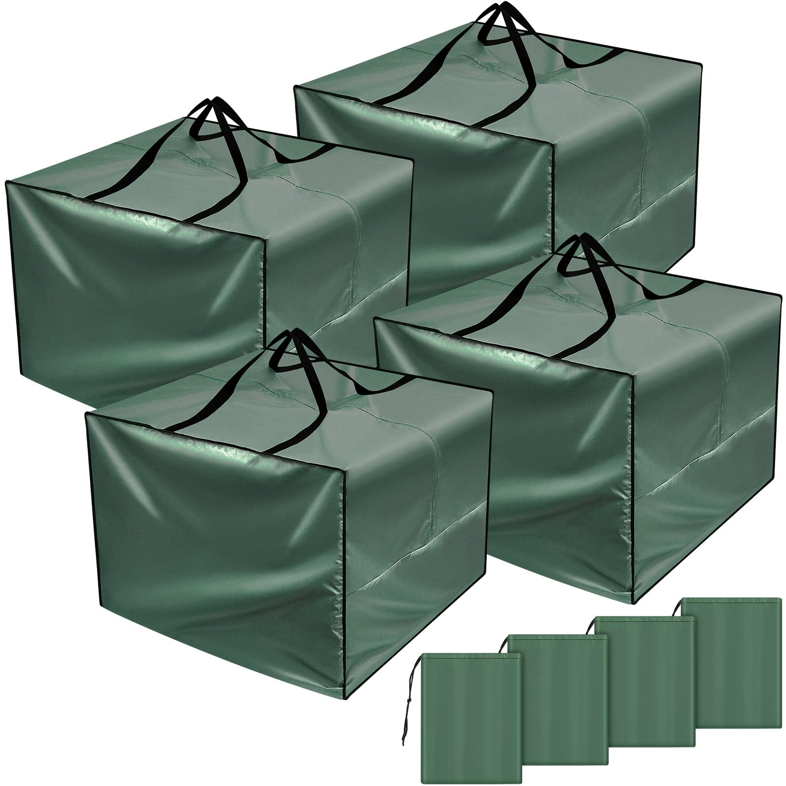 Patelai four-piece cushion storage bags in green organize outdoor cushions.