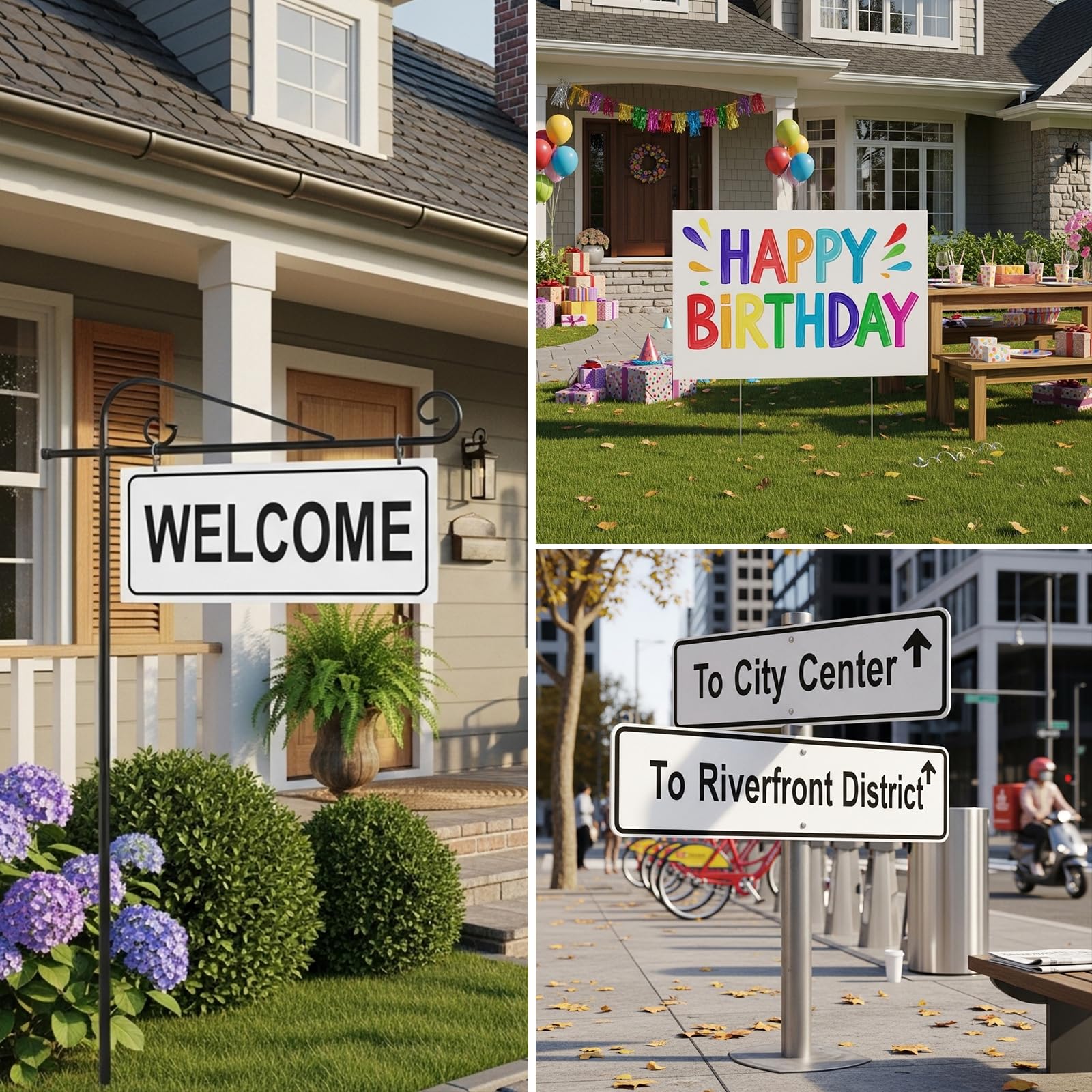 Patelai double-sided board with 360-degree visibility for directional signs.